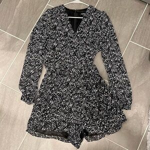 Loose-Sleeve Wrap Top Romper